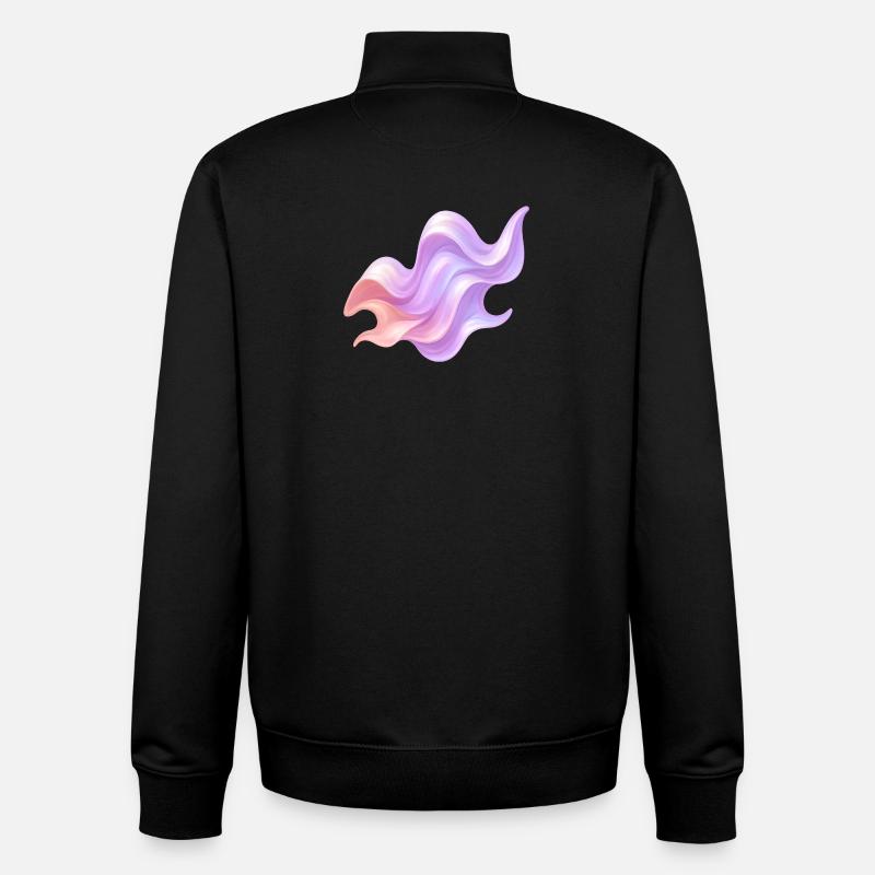 Ondes liquides - Sweat zippé unisexe en coton bio Stanley/Stella - noir