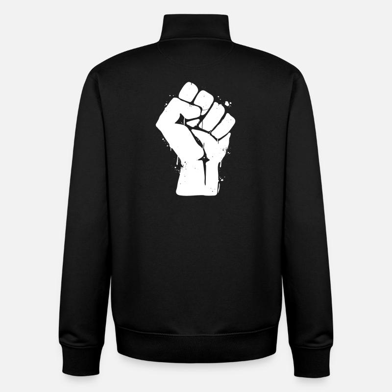 Poing de rébellion - Sweat zippé unisexe en coton bio Stanley/Stella - noir