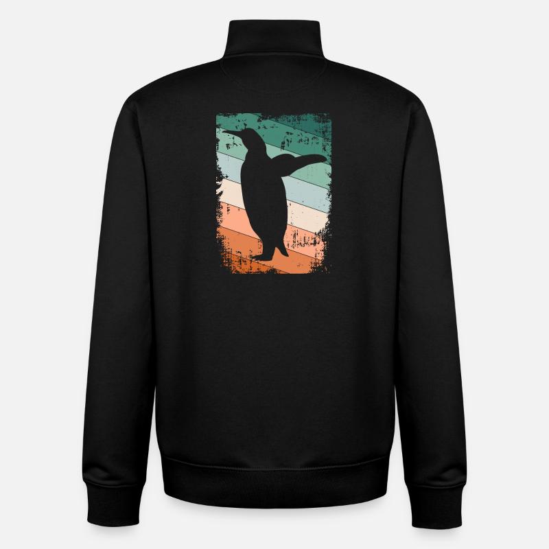 Pingouins - Sweat zippé unisexe en coton bio Stanley/Stella - noir