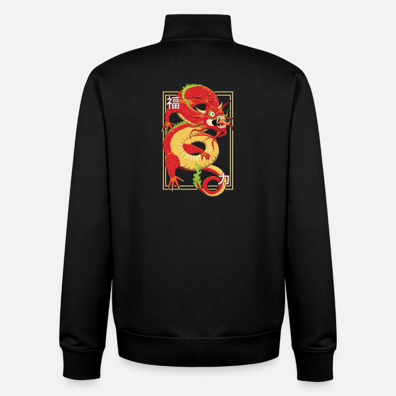 Dragon Chinois - Sweat zippé unisexe en coton bio Stanley/Stella - noir
