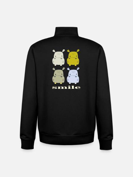 hippo smile - Unisex Organic Zip Sweatshirt by Stanley/Stella - black