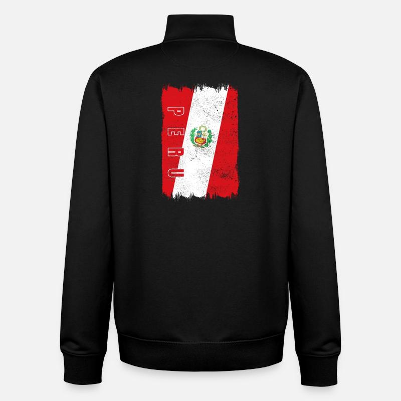 Drapeau du Pérou - Sweat zippé unisexe en coton bio Stanley/Stella - noir