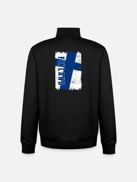 Drapeau de la Finlande - Sweat zippé unisexe en coton bio Stanley/Stella - noir