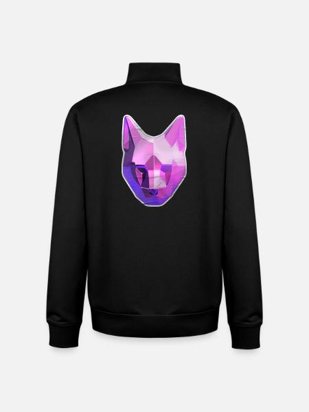 Geometric cat in neon pink - Unisex Organic Zip Sweatshirt by Stanley/Stella - black