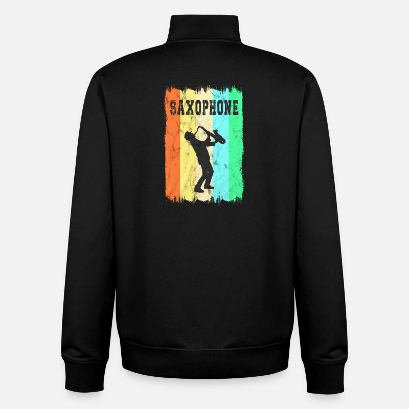 Design de saxophone - Sweat zippé unisexe en coton bio Stanley/Stella - noir