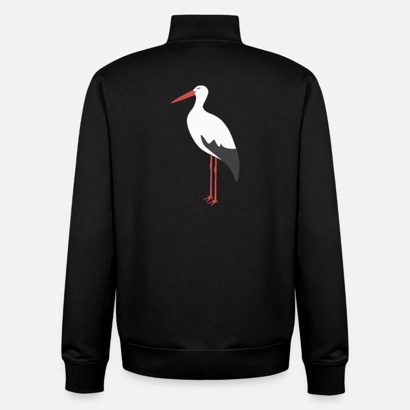 Cigogne blanche - Sweat zippé unisexe en coton bio Stanley/Stella - noir