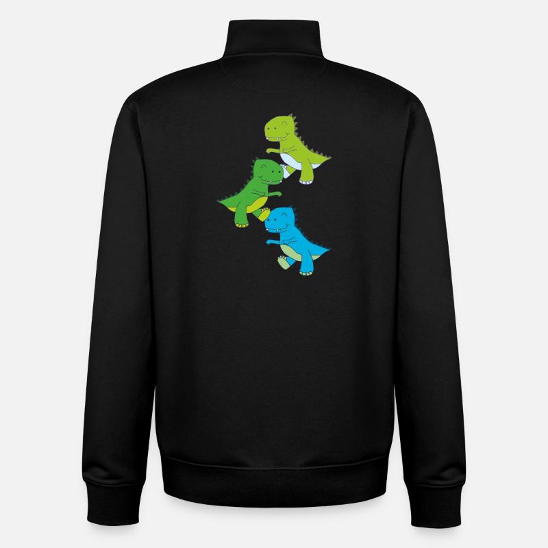Dino Dance - Sweat zippé unisexe en coton bio Stanley/Stella - noir