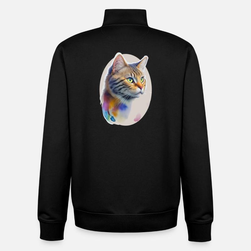 Chat - Sweat zippé unisexe en coton bio Stanley/Stella - noir