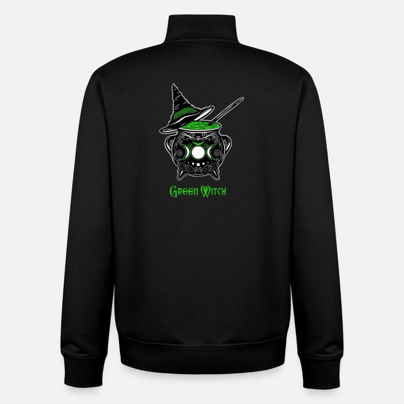 Cauldron Witch Green Witch Cauldron - Unisex Organic Zip Sweatshirt by Stanley/Stella - black