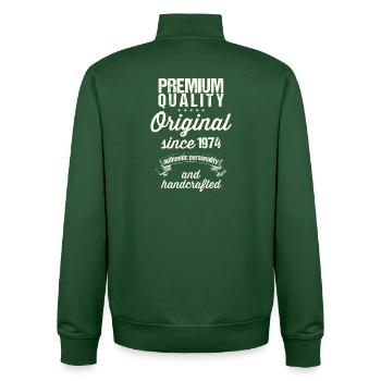 Année 1974 - Sweat zippé unisexe en coton bio Stanley/Stella - vert bouteille - Dos - AI Model Male 185 dark (185cm)