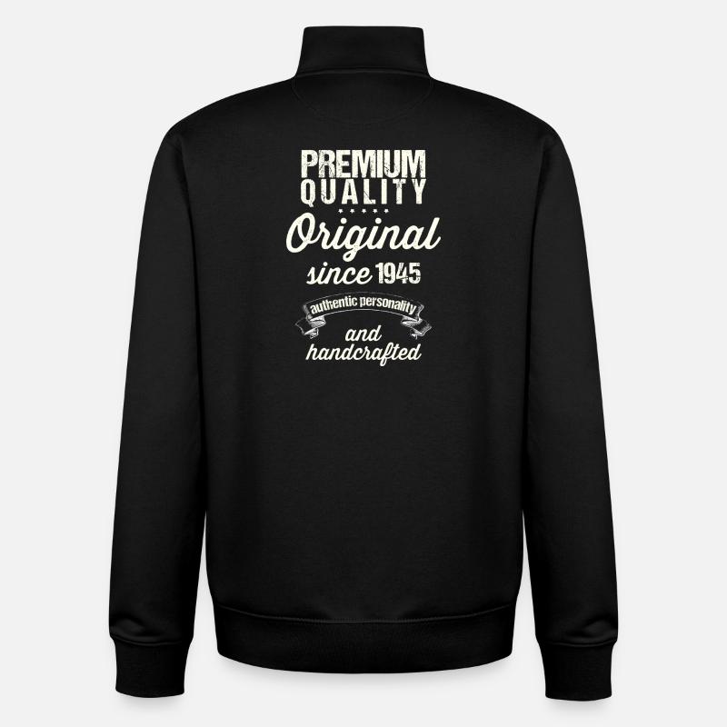 Né en 1945 - Sweat zippé unisexe en coton bio Stanley/Stella - noir