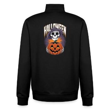 Squelette d’Halloween avec citrouille lanterne - Sweat zippé unisexe en coton bio Stanley/Stella - noir - Dos - AI Model Male 185 light (185cm)