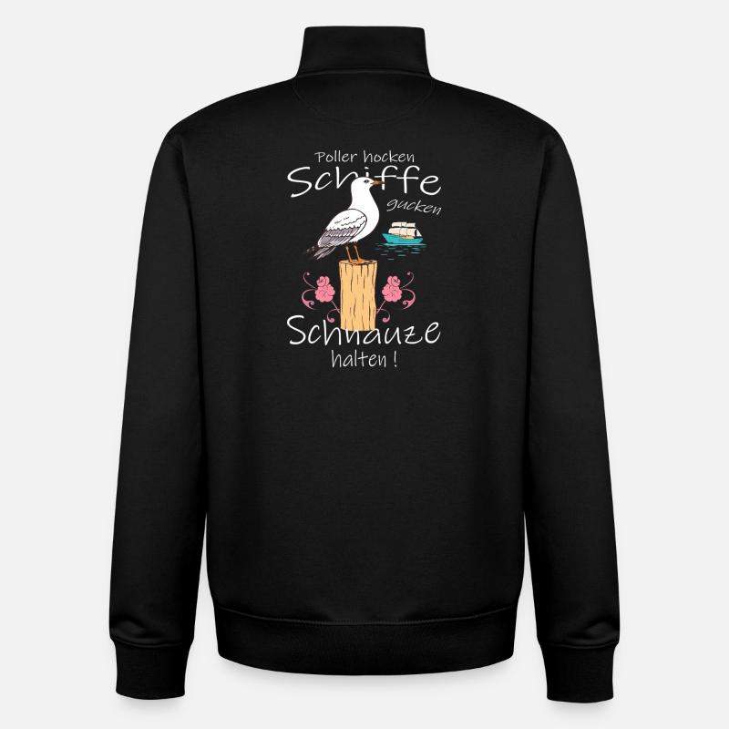 Lustige Möwe - Unisex Organic Zip Sweatshirt von Stanley/Stella - Schwarz
