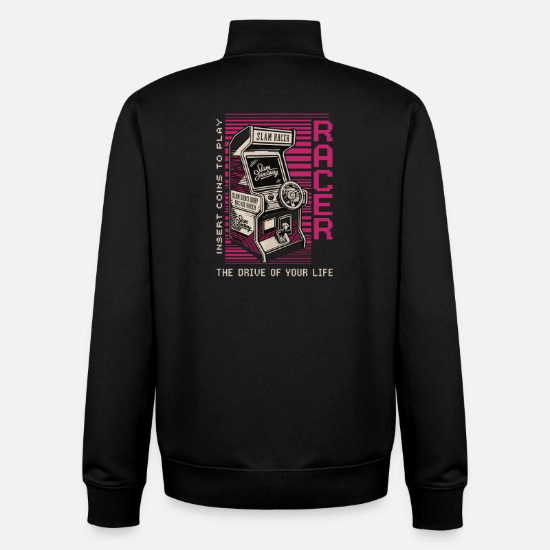 Racer Arcade Neon Retro - Sweat zippé unisexe en coton bio Stanley/Stella - noir