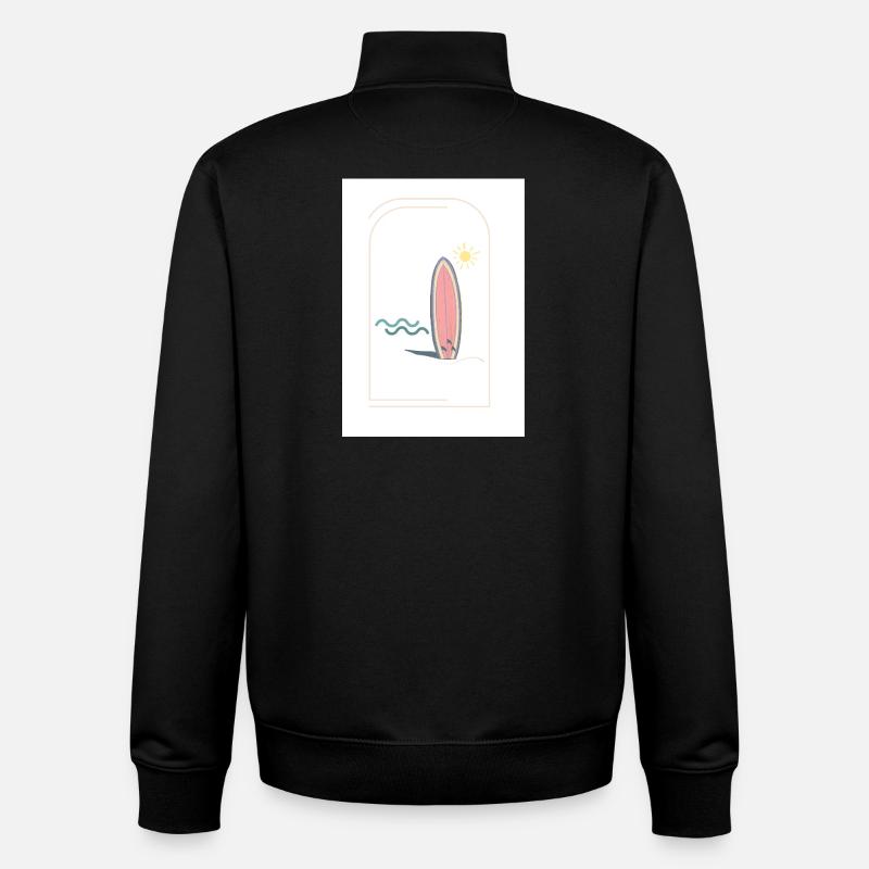 Planche de surf Sunrise Design - Sweat zippé unisexe en coton bio Stanley/Stella - noir