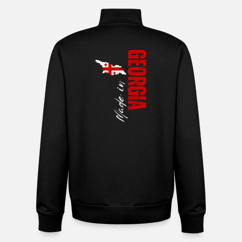 Made in Georgia, vertical design - Unisex Organic Zip Sweatshirt by Stanley/Stella - black