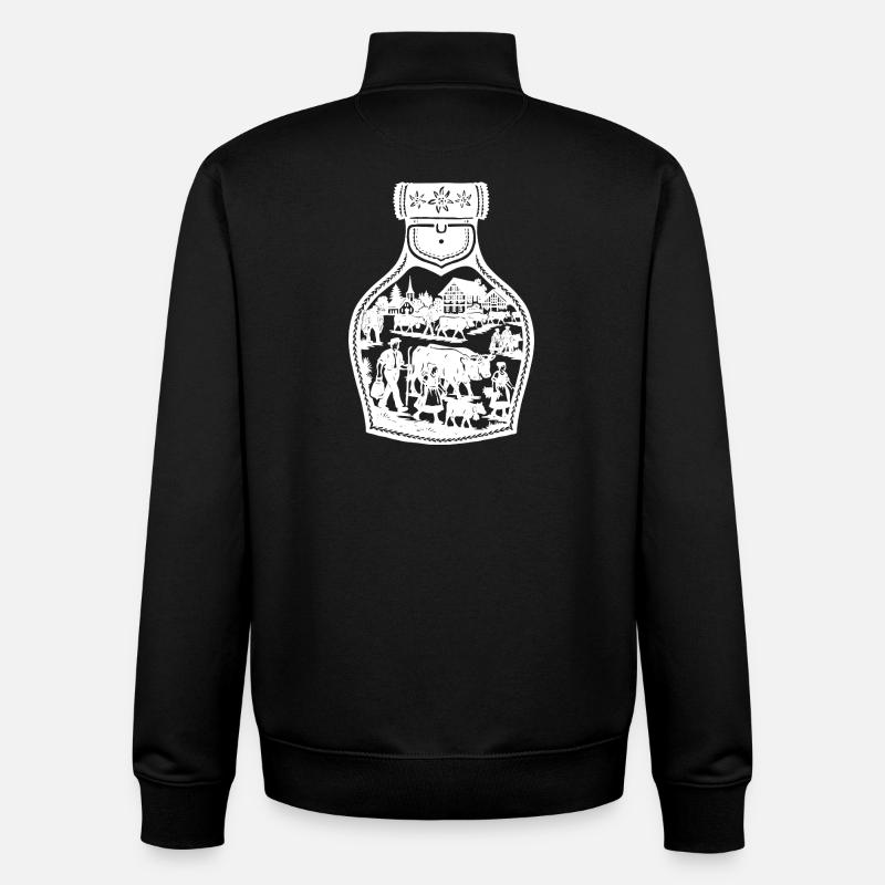 Descente alpine blanche - Sweat zippé unisexe en coton bio Stanley/Stella - noir