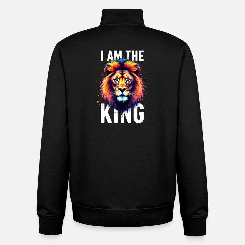I am the King Löwe - Sweat zippé unisexe en coton bio Stanley/Stella - noir