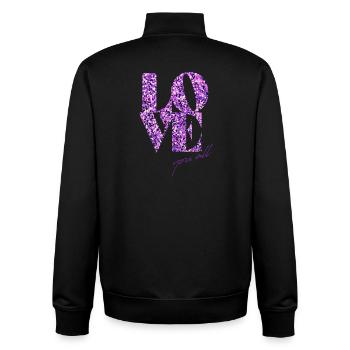 Violet Glitter Love Affirmation Design - Unisex Organic Zip Sweatshirt by Stanley/Stella - black - Back - AI Model Male 185 light (185cm)
