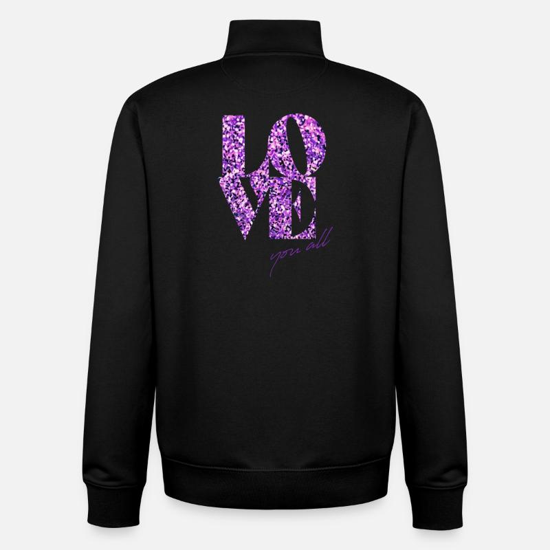 Violettes Glitzer-Liebes-Affirmations-Design - Unisex Organic Zip Sweatshirt von Stanley/Stella - Schwarz