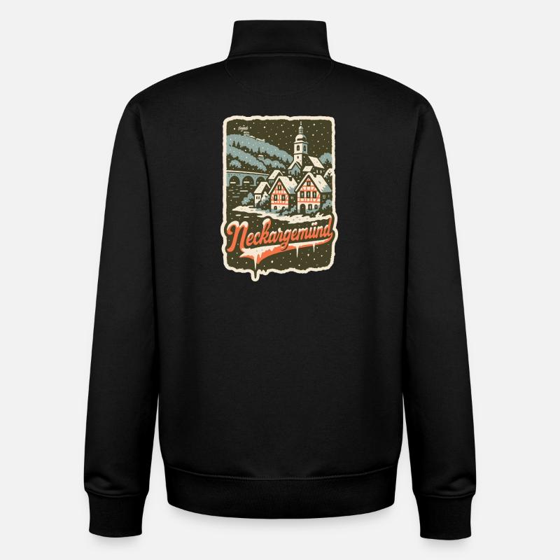 Panorama hivernal de Neckargemünd - Sweat zippé unisexe en coton bio Stanley/Stella - noir