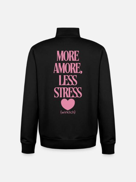 Plus d’amour, moins de stress - Sweat zippé unisexe en coton bio Stanley/Stella - noir