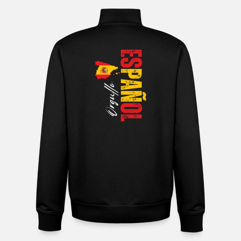 Spanish Pride, vertical design - Unisex Organic Zip Sweatshirt by Stanley/Stella - black