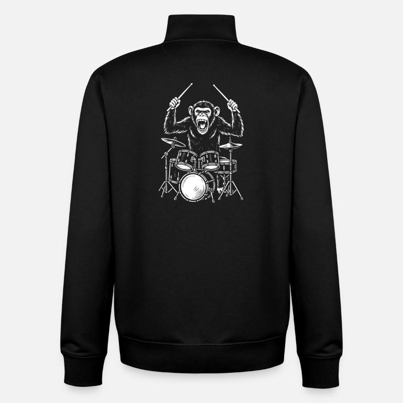 Trommelnde Schimpansenkapelle - Unisex Organic Zip Sweatshirt von Stanley/Stella - Schwarz