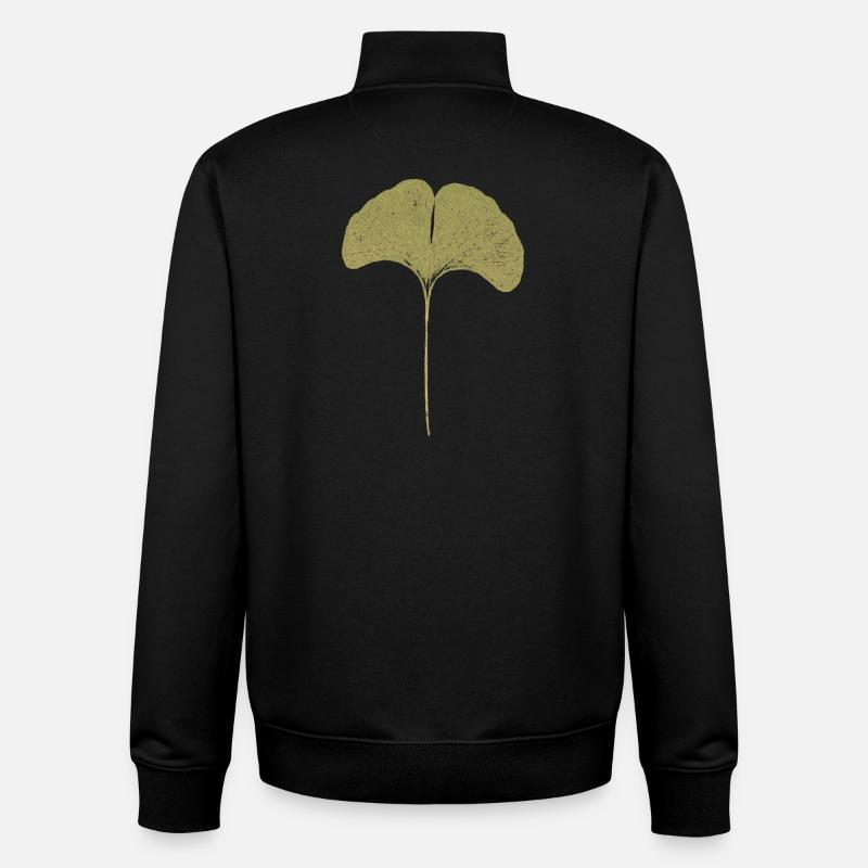 Gingko Leaf - Unisex Organic Zip Sweatshirt by Stanley/Stella - black
