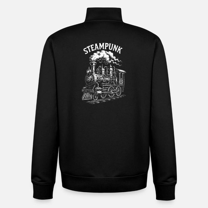 Steampunk-Dampflokomotive - Unisex Organic Zip Sweatshirt von Stanley/Stella - Schwarz
