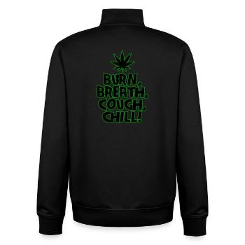 Chemise fumeuse de cultivateur de cannabis au cannabis Vibrades vertes - Sweat zippé unisexe en coton bio Stanley/Stella - noir - Dos - AI Model Male 185 light (185cm)