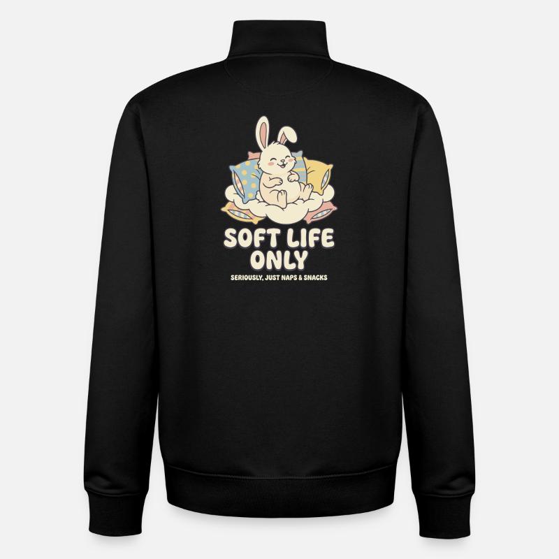 Lapin câlin sur un coussin nuageux - Sweat zippé unisexe en coton bio Stanley/Stella - noir