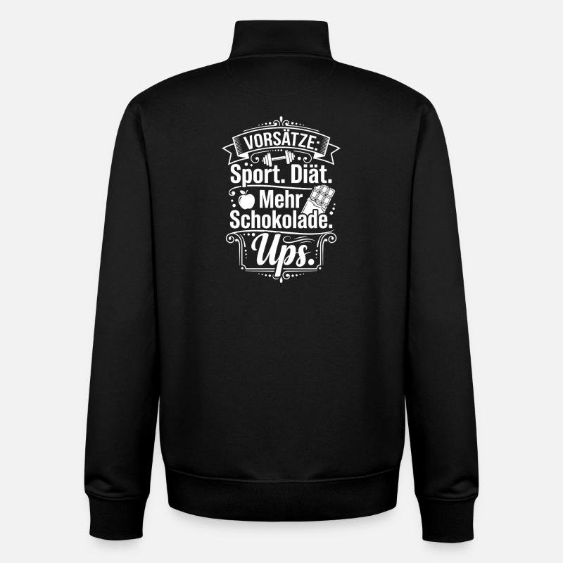 Resolutions Humor: Chocolate wins - Unisex Organic Zip Sweatshirt by Stanley/Stella - black