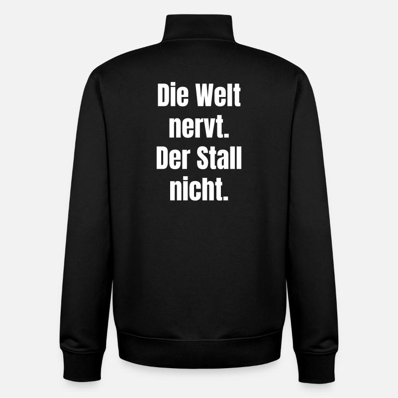 DieWeltNervtDerStallNicht - Sweat zippé unisexe en coton bio Stanley/Stella - noir