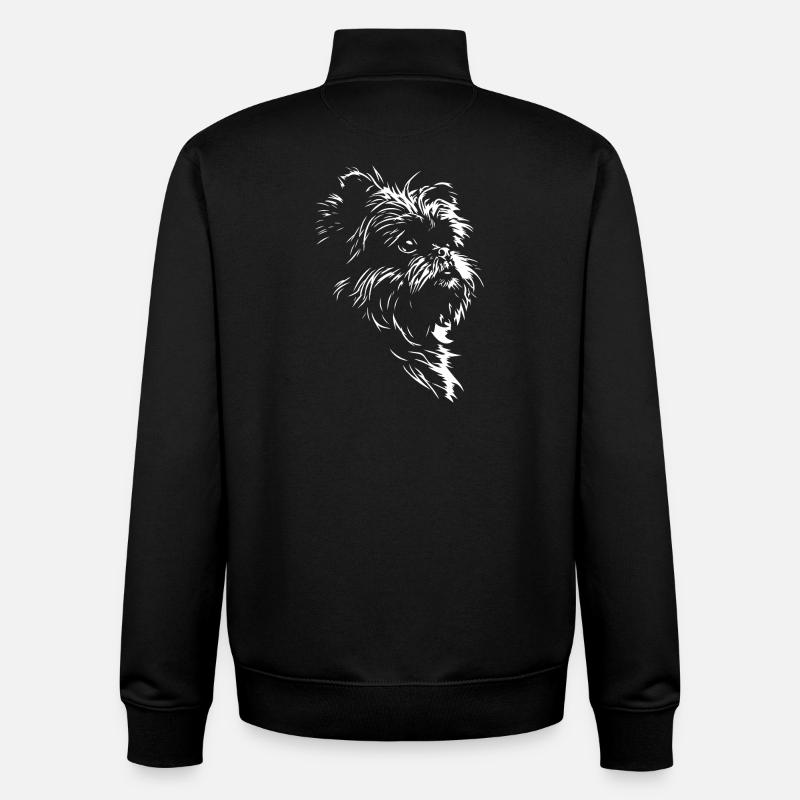 Affenpinscher Silhouette de chien Wilsigns - Sweat zippé unisexe en coton bio Stanley/Stella - noir