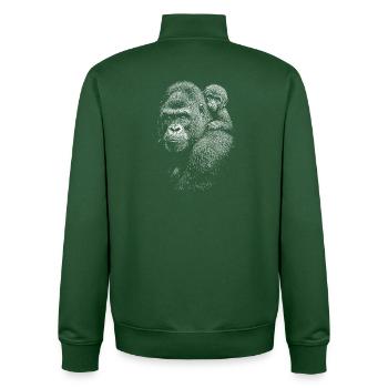 Gorilla mit Jungem in Schwarzweiß - Unisex Organic Zip Sweatshirt von Stanley/Stella - Flaschengrün - Hinten - AI Model Male 185 dark (185cm)