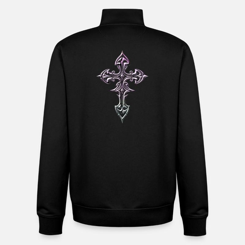 Croix gothique celtique somptueuse - Sweat zippé unisexe en coton bio Stanley/Stella - noir