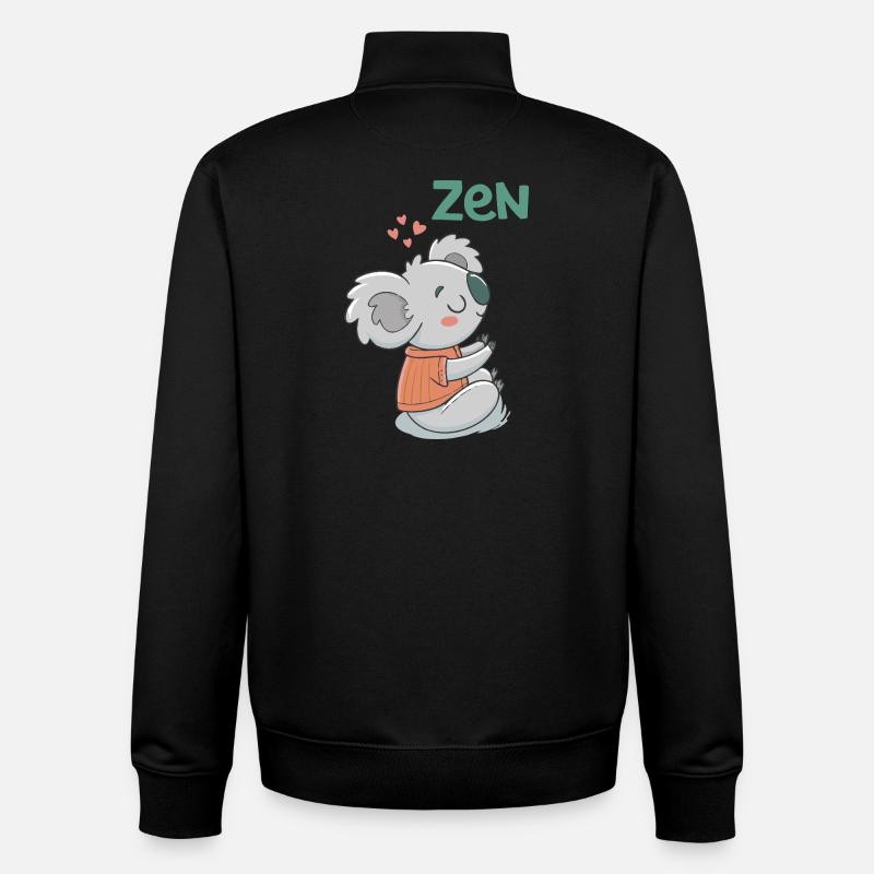 Koala Zen en Pullover Orange - Sweat zippé unisexe en coton bio Stanley/Stella - noir
