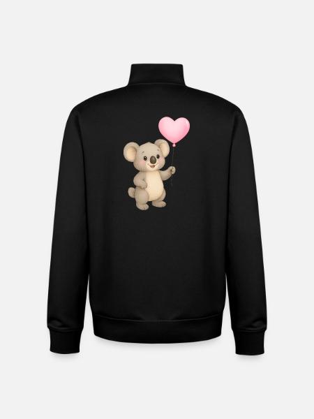 Cuddly koala with heart balloon - Unisex Organic Zip Sweatshirt by Stanley/Stella - black