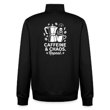 Kaffeechaos: Mokka, Schädel & Repeat - Unisex Organic Zip Sweatshirt von Stanley/Stella - Schwarz - Hinten - AI Model Male 185 light (185cm)