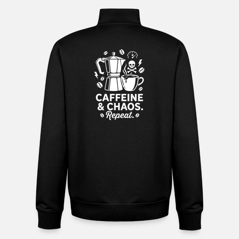 Kaffeechaos: Mokka, Schädel & Repeat - Unisex Organic Zip Sweatshirt von Stanley/Stella - Schwarz