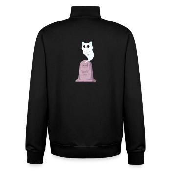 Geisterkätzchen am Grabstein - Unisex Organic Zip Sweatshirt von Stanley/Stella - Schwarz - Hinten - AI Model Male 185 light (185cm)