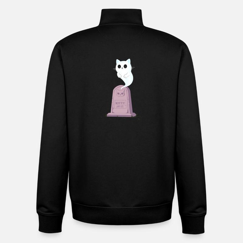 Ghost kitten on the gravestone - Unisex Organic Zip Sweatshirt by Stanley/Stella - black