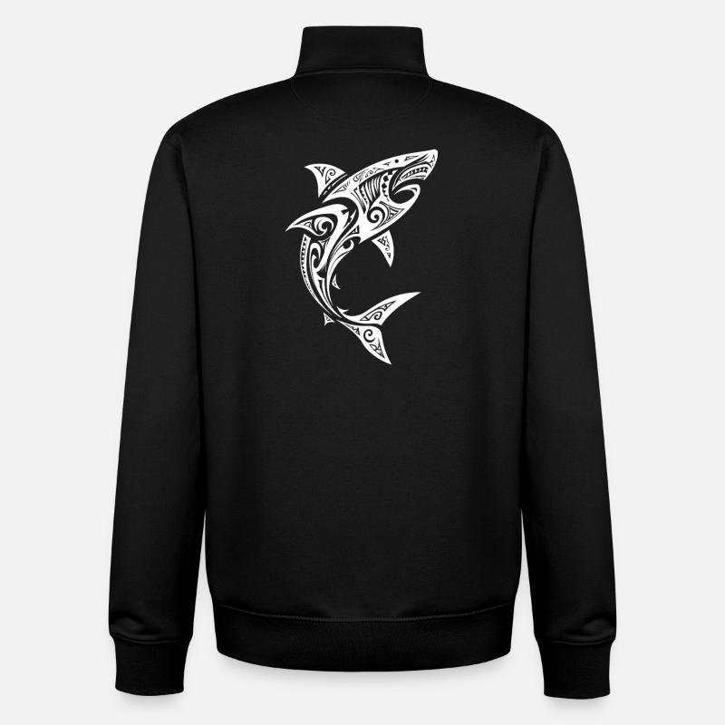 requin - Sweat zippé unisexe en coton bio Stanley/Stella - noir