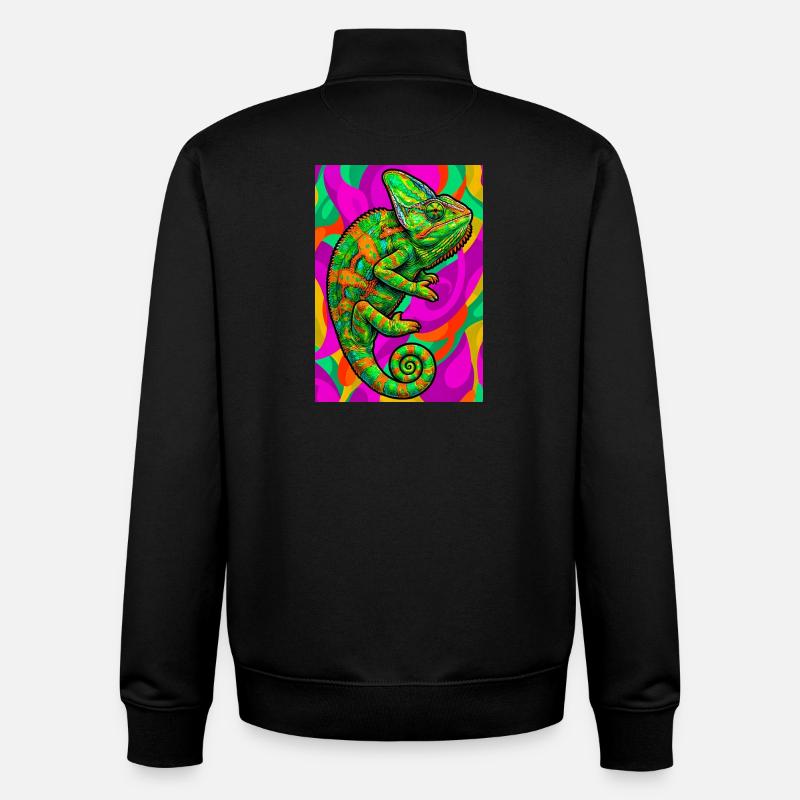 caméléon - Sweat zippé unisexe en coton bio Stanley/Stella - noir