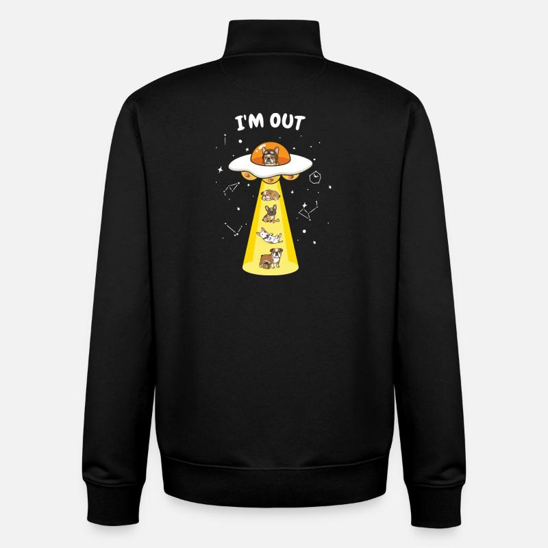 UFO Beam Dogs Galactic Crew - Unisex Organic Zip Sweatshirt by Stanley/Stella - black