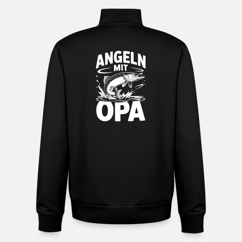 Angeln mit Opa - Unisex Organic Zip Sweatshirt von Stanley/Stella - Schwarz