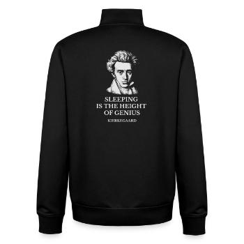Kierkegaard Sleep Genius Tee - Unisex Organic Zip Sweatshirt by Stanley/Stella - black - Back - AI Model Male 185 light (185cm)