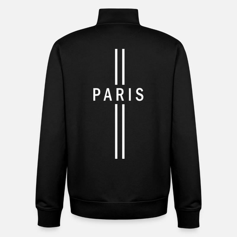 Paris en Lignes Noires - Sweat zippé unisexe en coton bio Stanley/Stella - noir