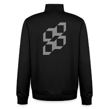Geometric Stripe Squares Grid - Unisex Organic Zip Sweatshirt by Stanley/Stella - black - Back - AI Model Male 185 light (185cm)